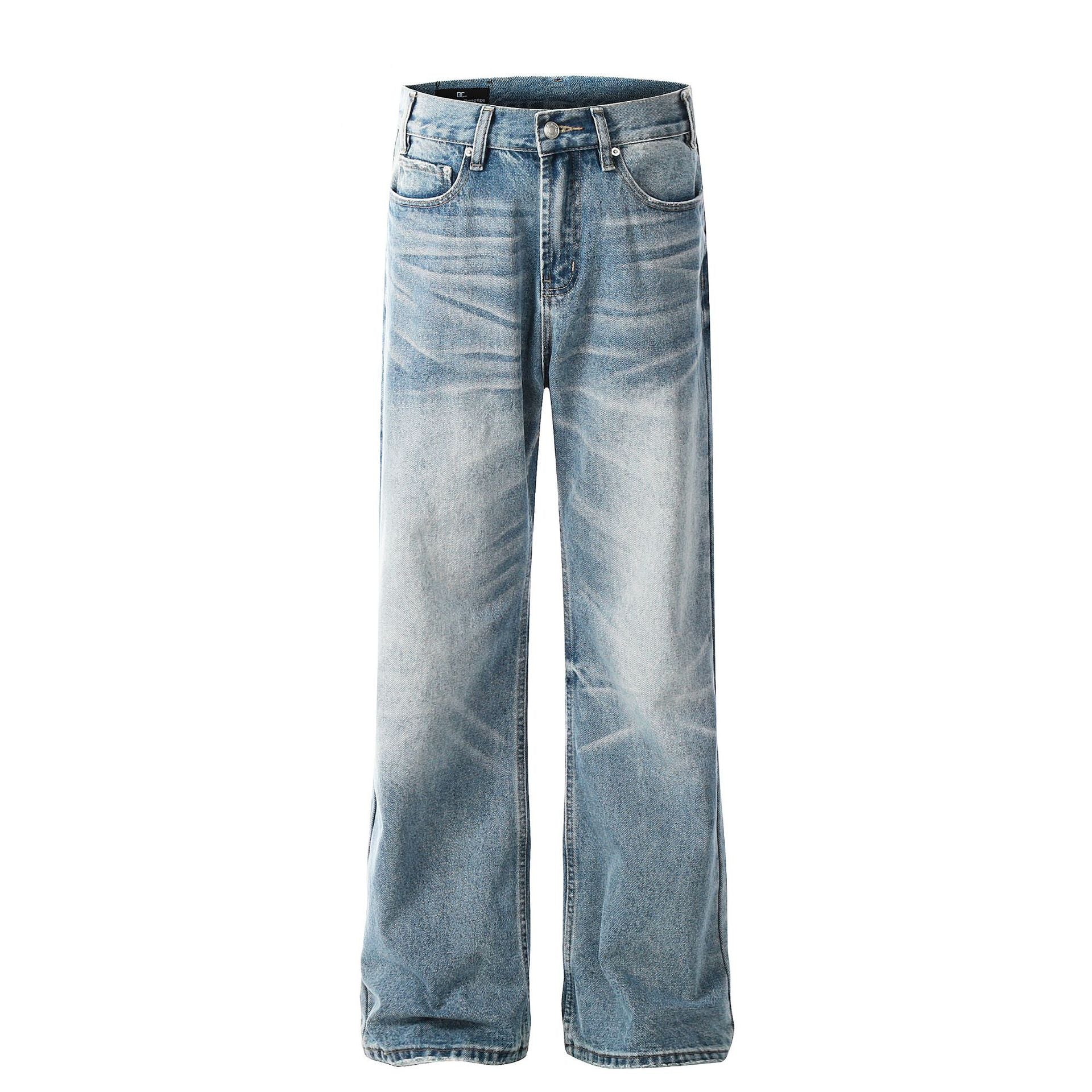 Washed Blue Flared Denim Jeans
