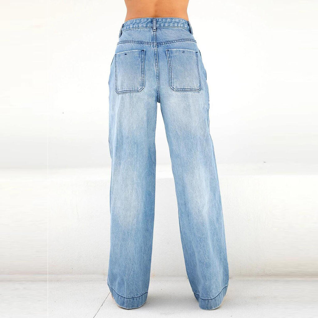 Womens High Waist Wide Leg Jeans