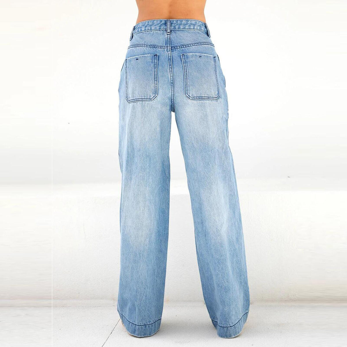 Womens High Waist Wide Leg Jeans