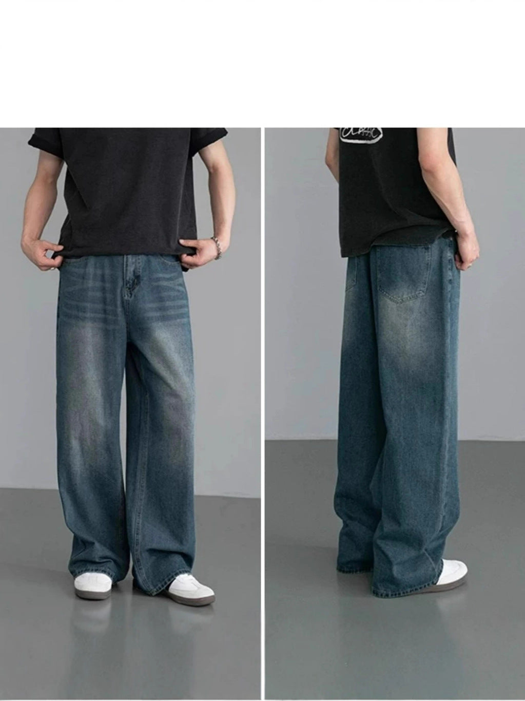 Vintage Washed Wide Leg Jeans