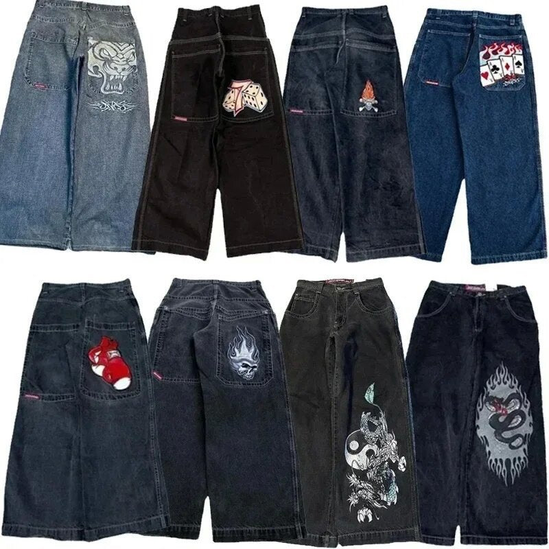 Retro Embroidered Streetwear Men?s Wide-Leg Pants