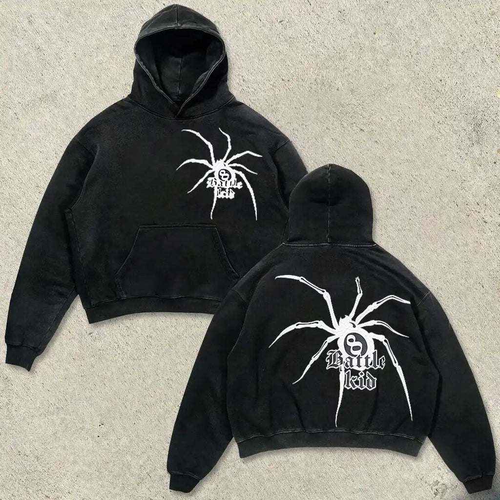 Retro Skull Print Hoodie Streetwear