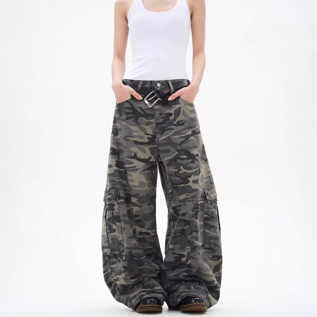 Camouflage Wide Leg Jeans