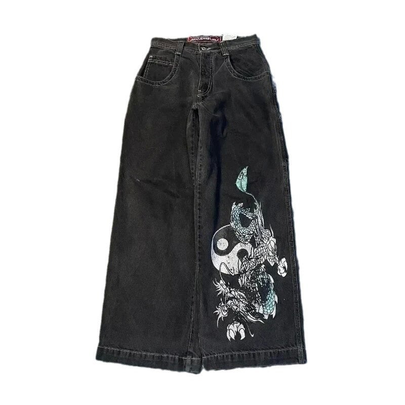 Retro Embroidered Streetwear Men?s Wide-Leg Pants