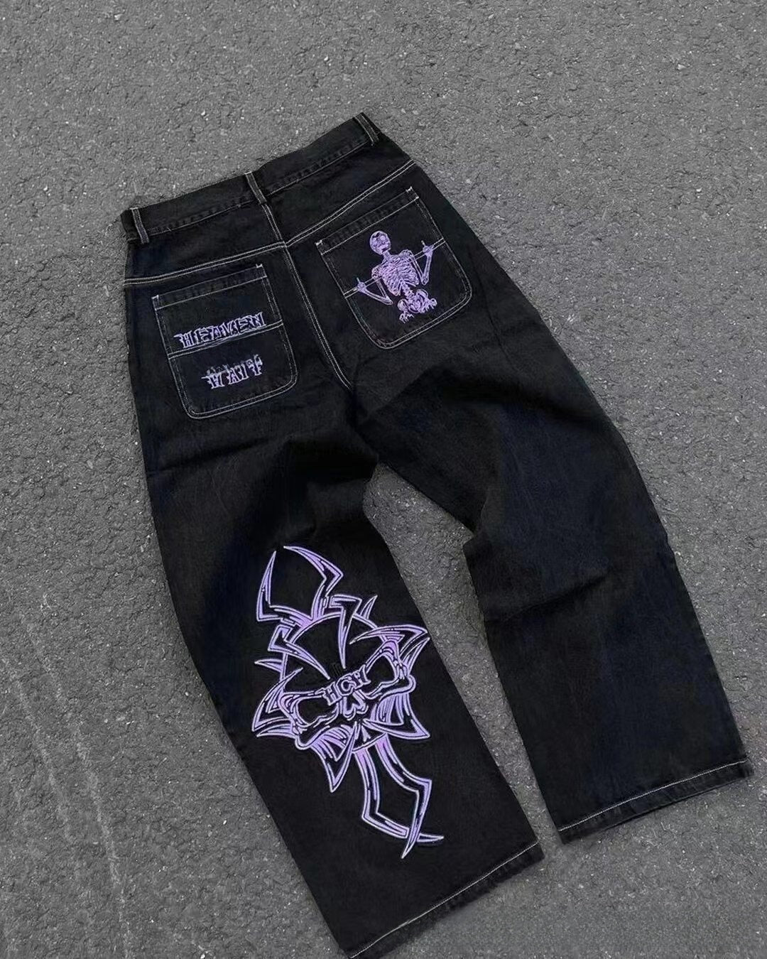Retro Embroidered Streetwear Men?s Wide-Leg Pants