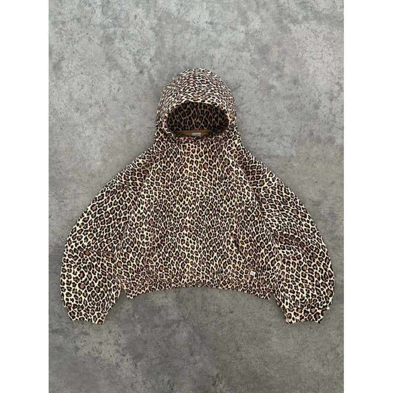 Leopard Print Hooded Sweatshirt Streetwear