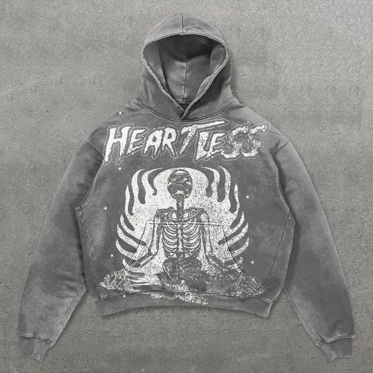 Retro Skull Print Hoodie Streetwear