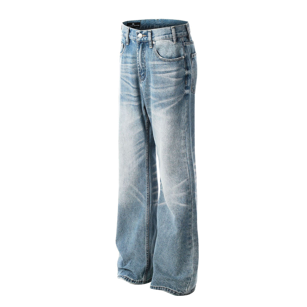 Washed Blue Flared Denim Jeans