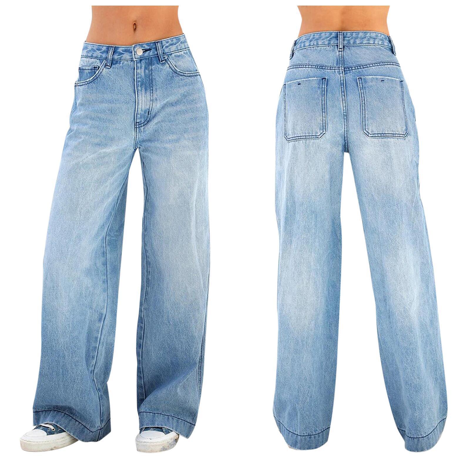 Womens High Waist Wide Leg Jeans