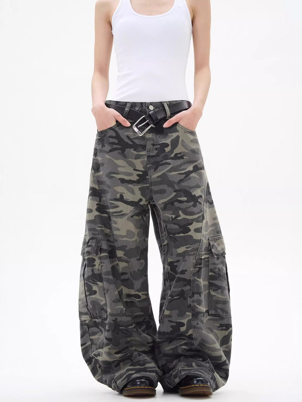 Camouflage Wide Leg Jeans
