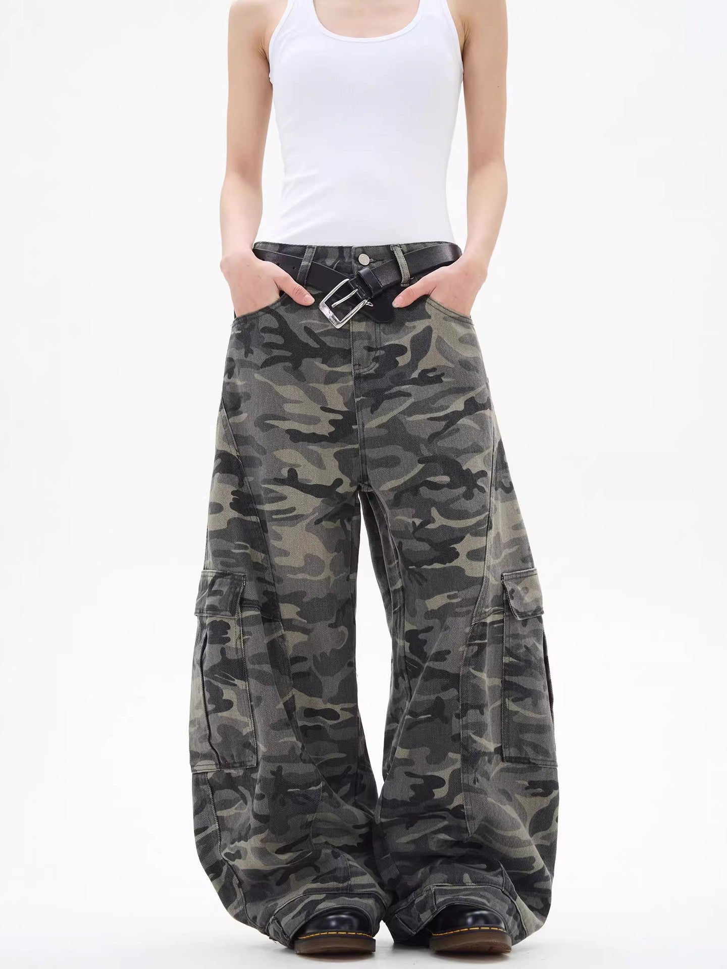 Camouflage Wide Leg Jeans