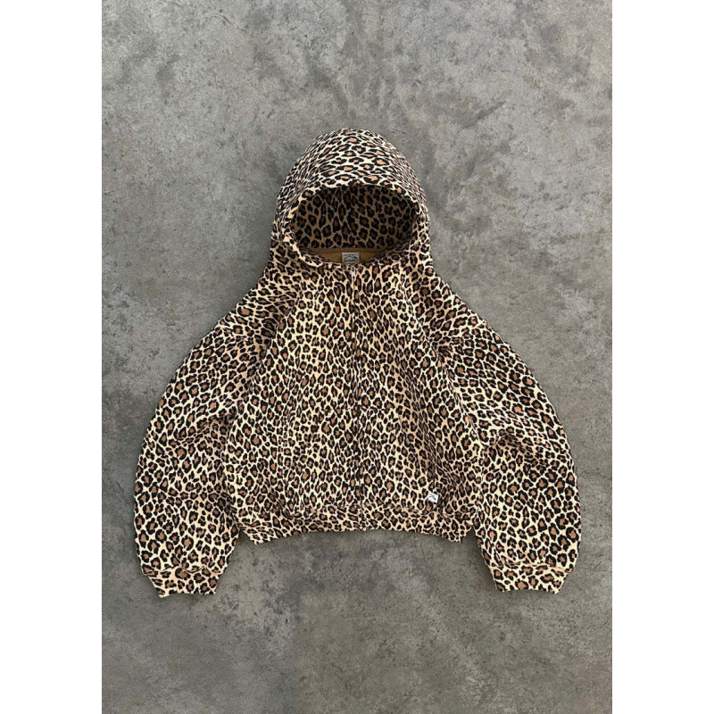 Leopard Print Hooded Sweatshirt Streetwear