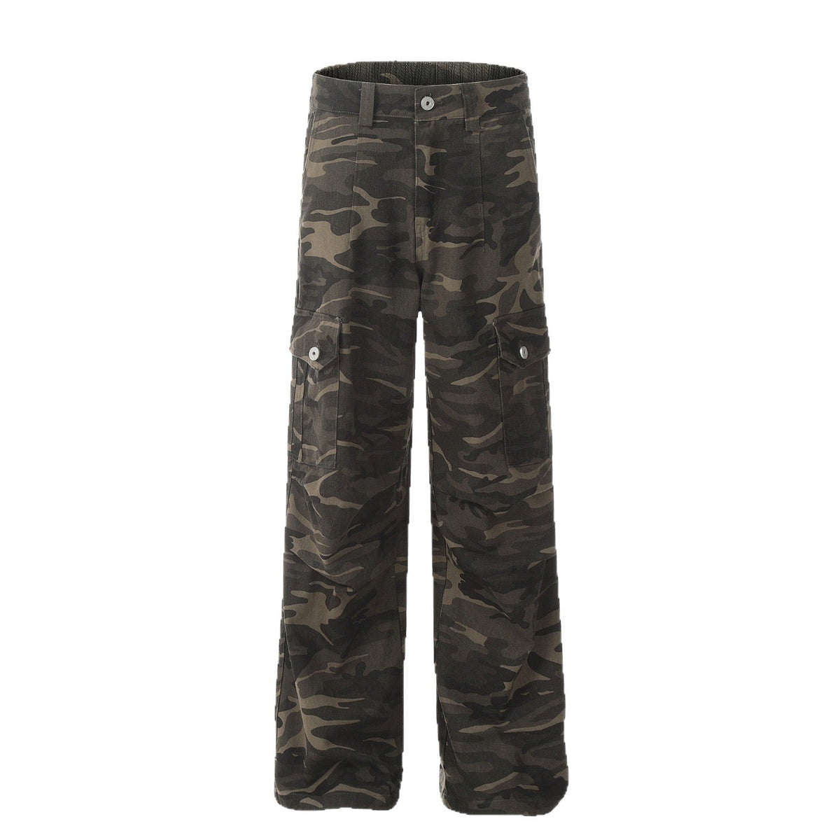 Heavy Washed Camouflage Cargo Jeans