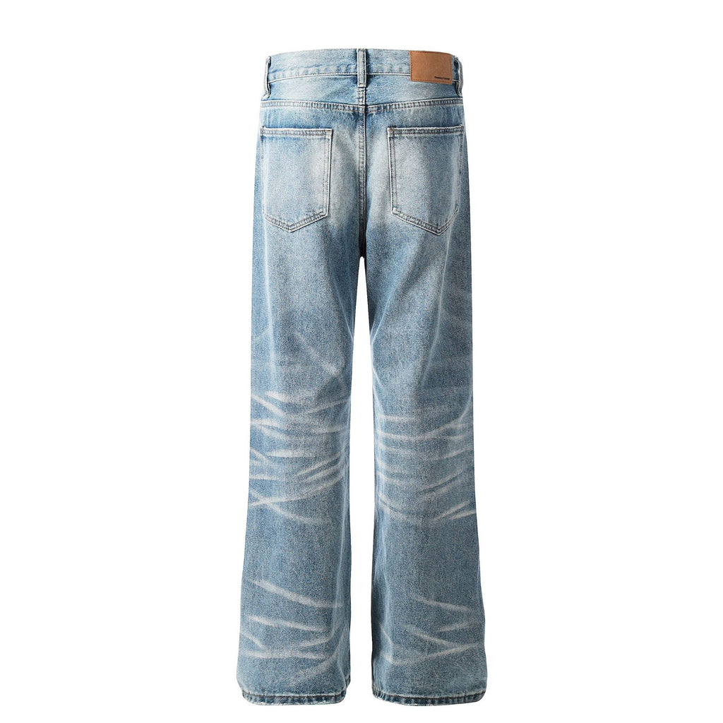 Washed Blue Flared Denim Jeans