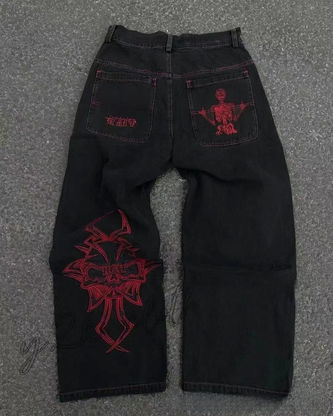 Retro Embroidered Streetwear Men?s Wide-Leg Pants