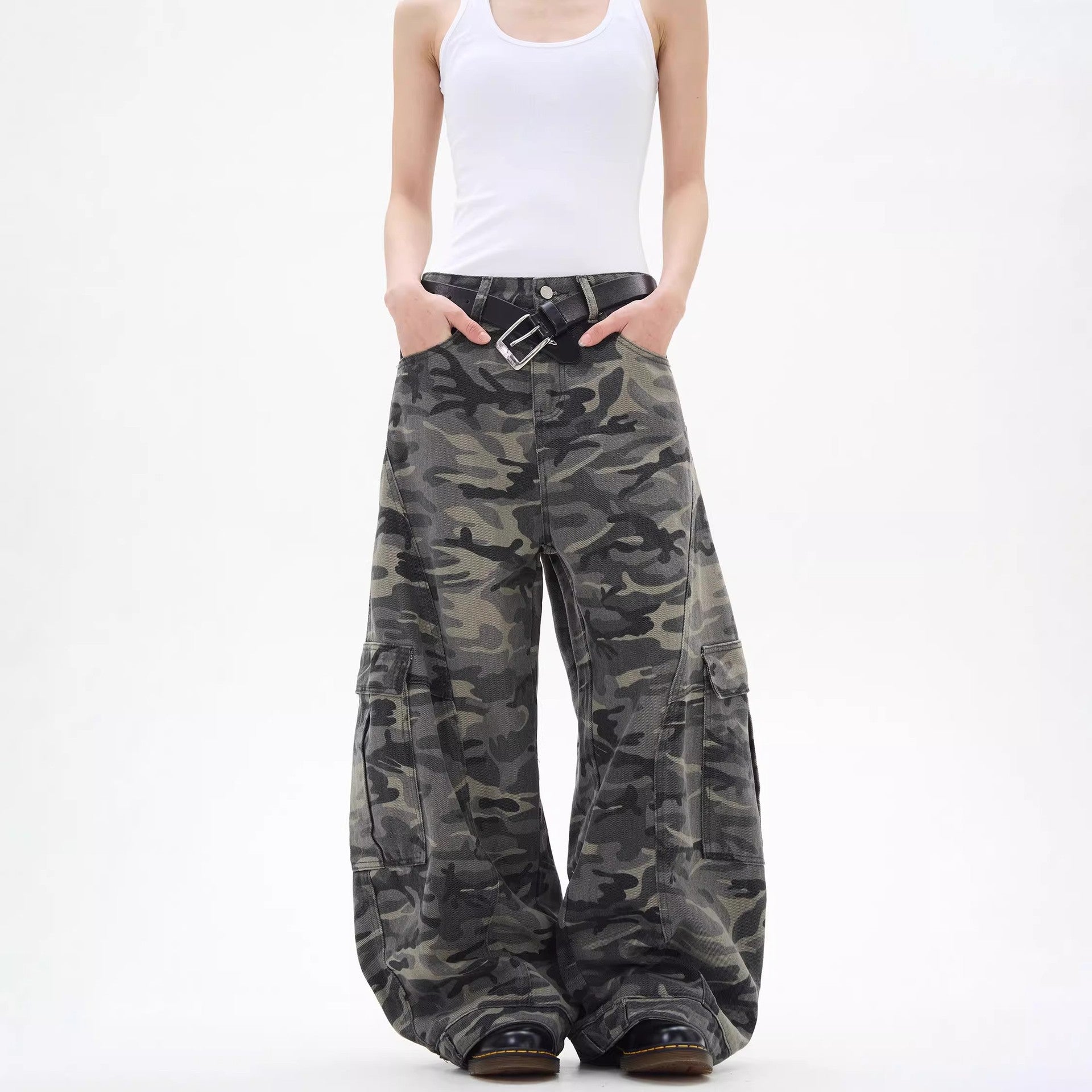 Camouflage Wide Leg Jeans