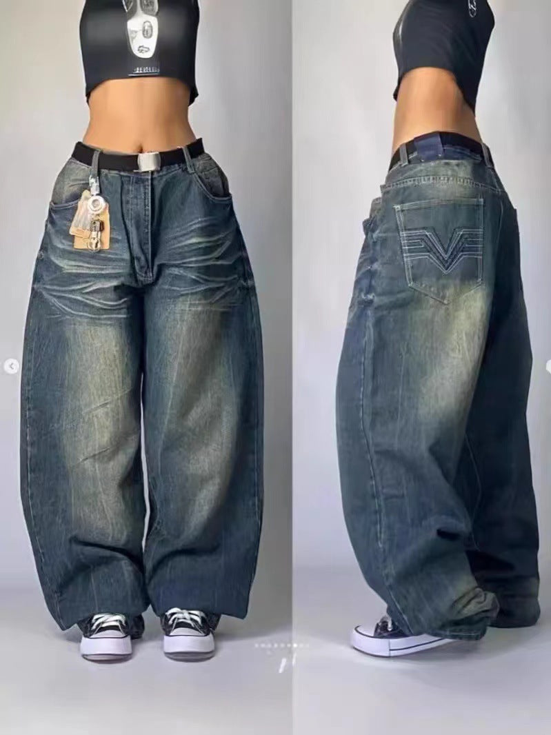 Gothic Print Wide Leg Jeans