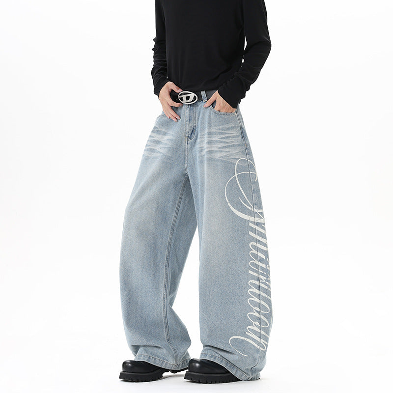 Washed Straight Leg Jeans