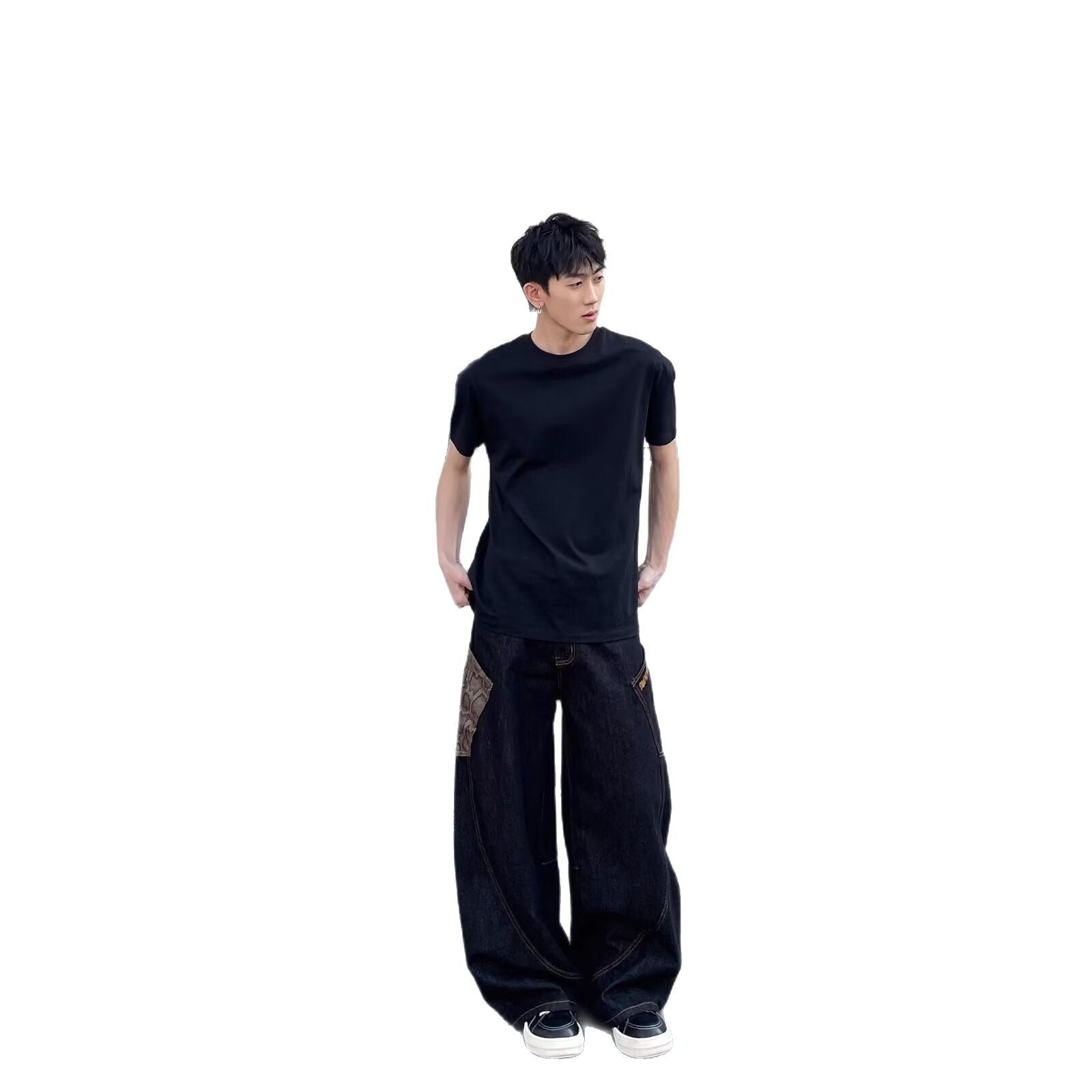 Men's Letter Print Denim Jeans