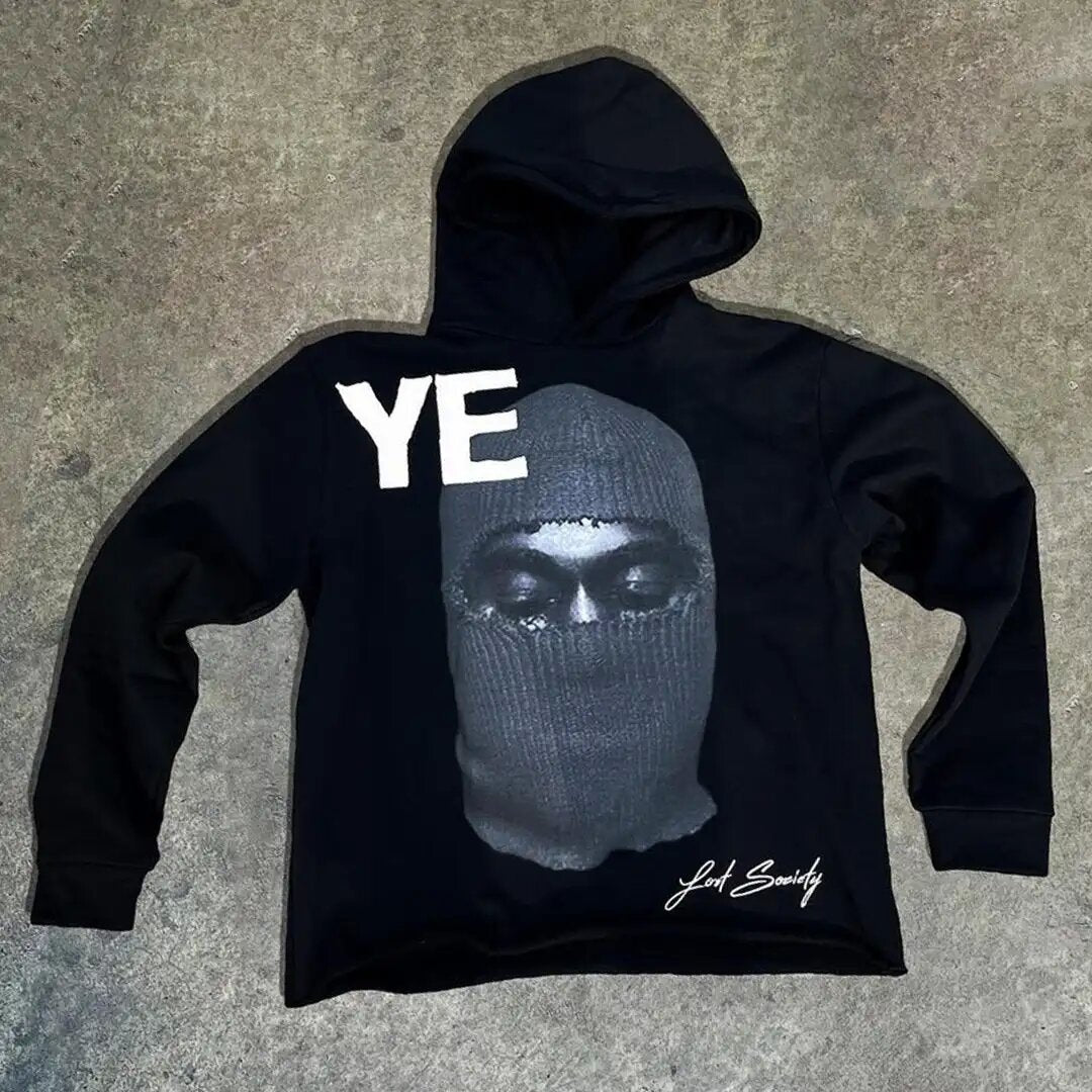 Retro Skull Print Hoodie Streetwear