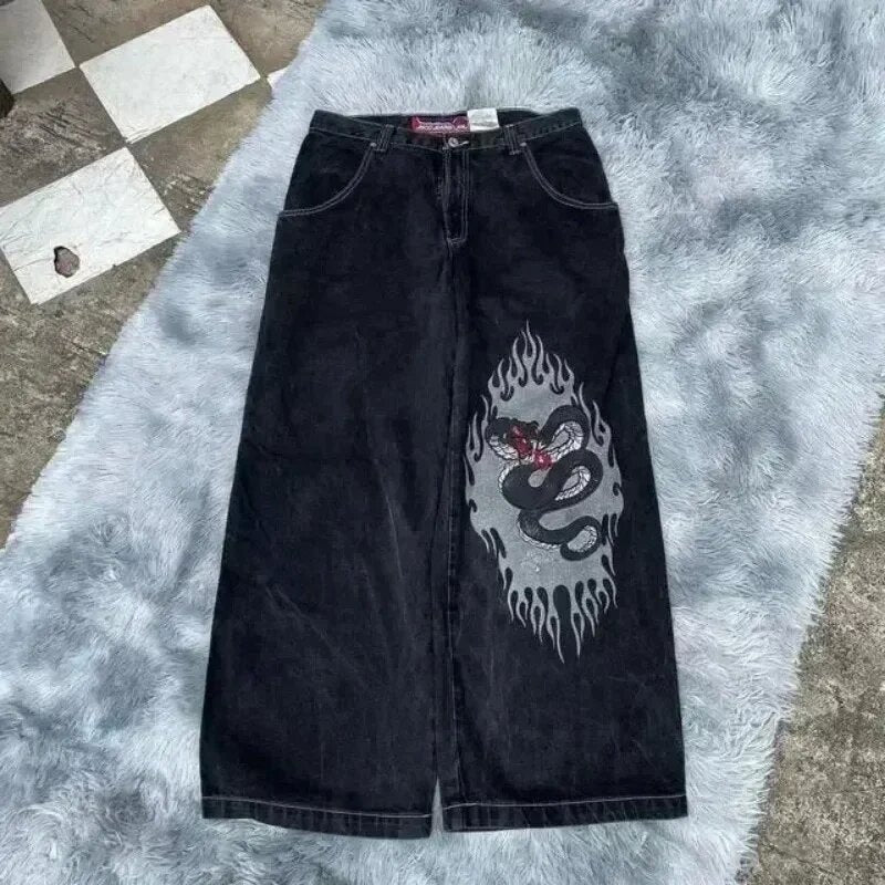 Retro Embroidered Streetwear Men?s Wide-Leg Pants