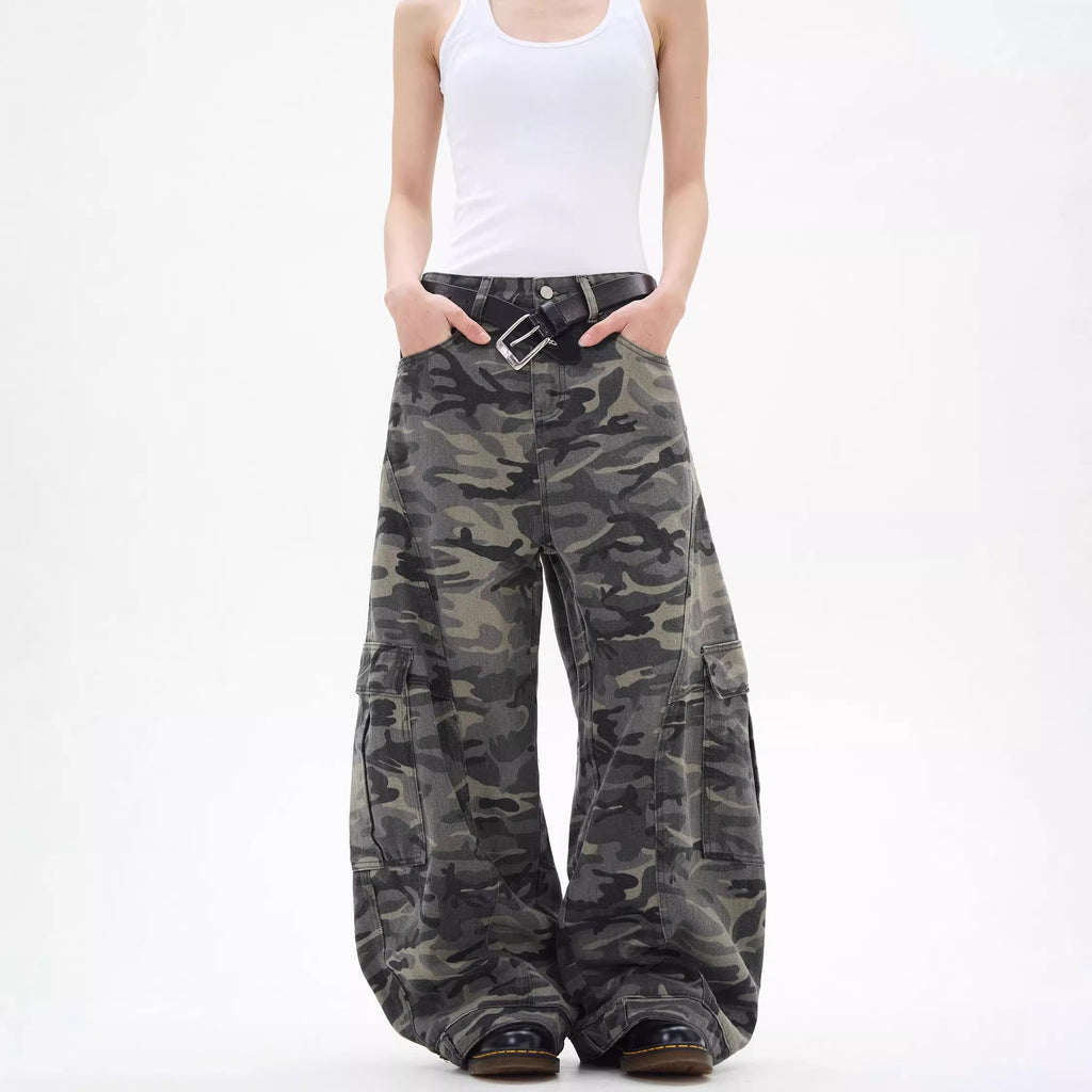 Camouflage Wide Leg Jeans
