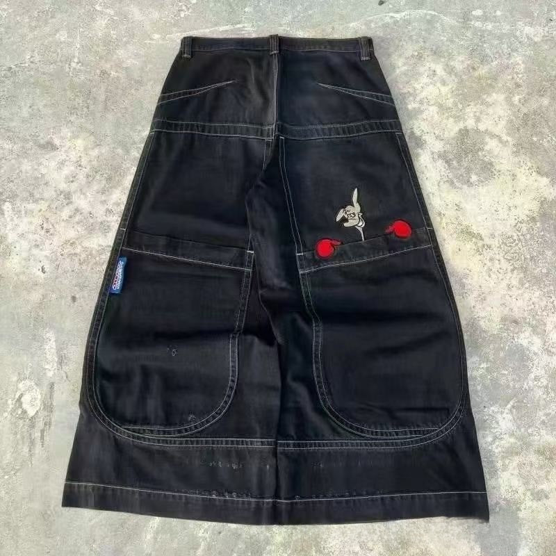 Retro Embroidered Streetwear Men?s Wide-Leg Pants