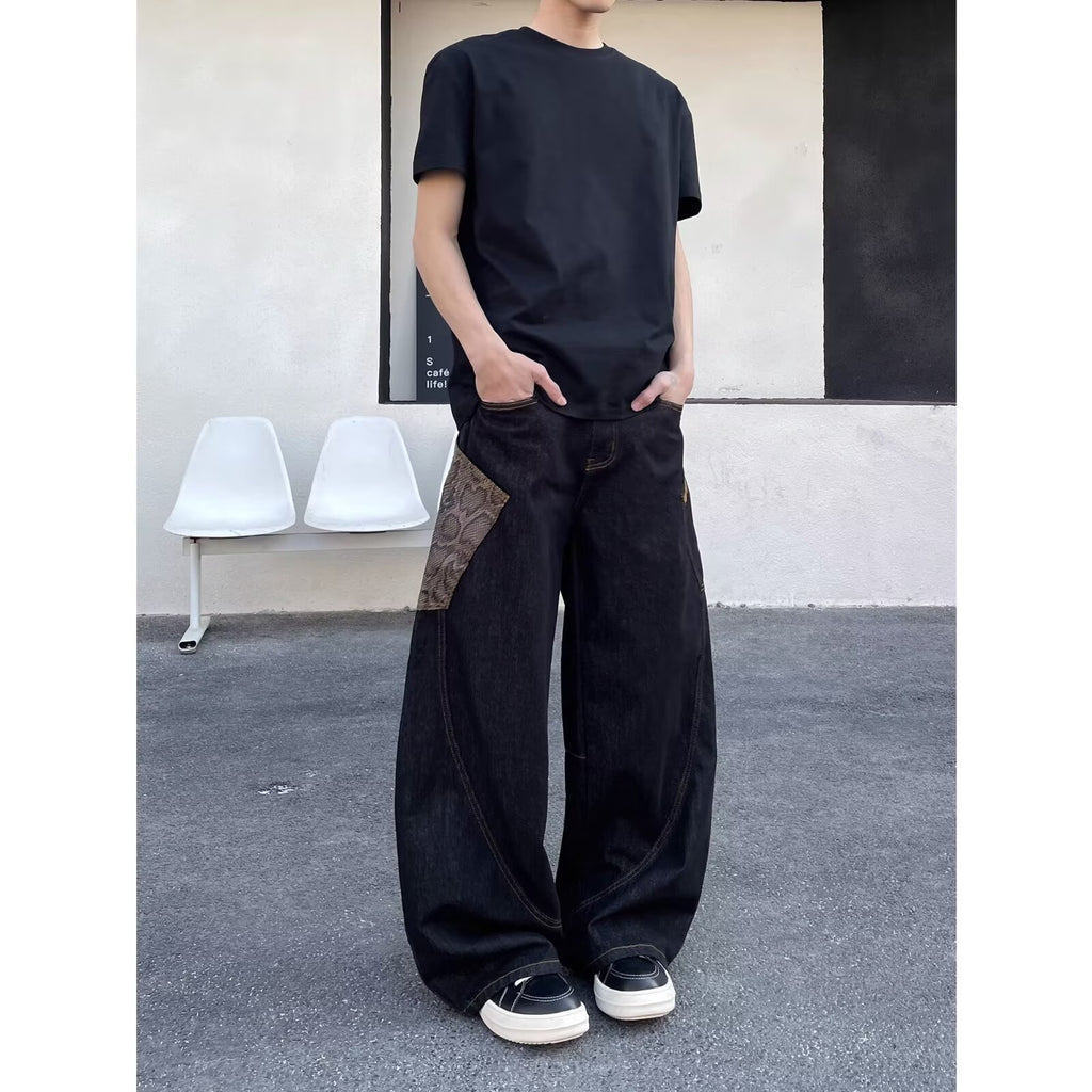 Men's Letter Print Denim Jeans