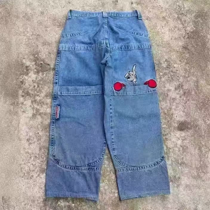 Retro Embroidered Streetwear Men?s Wide-Leg Pants