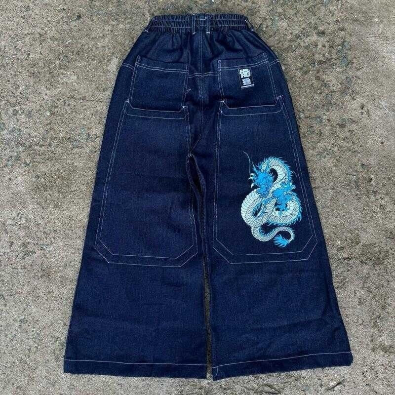 Retro Embroidered Streetwear Men?s Wide-Leg Pants