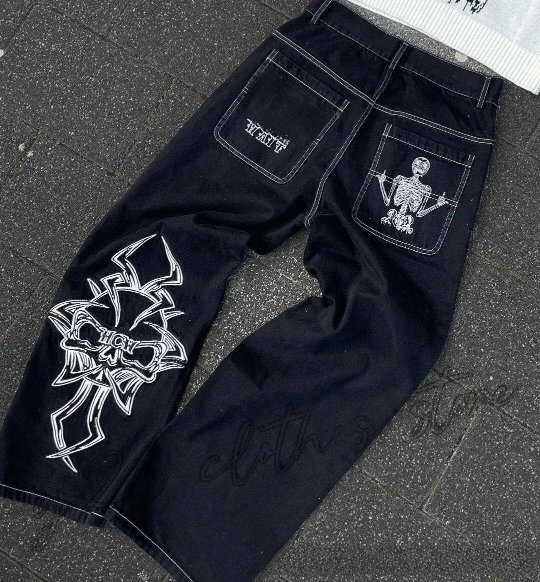 Retro Embroidered Streetwear Men?s Wide-Leg Pants
